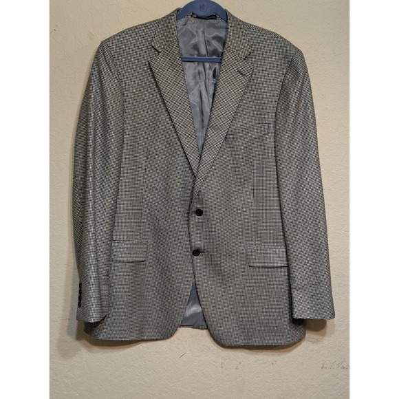 Hart Schaffner Marx Loro Piana 100% Cashmere Houndstooth Plaid Sport Coat46L‎